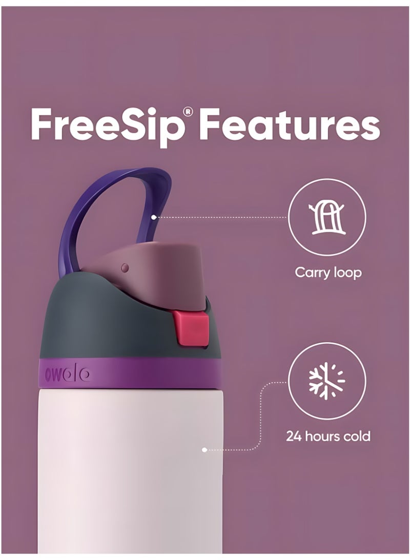 زجاجة ماء عازلة من الفولاذ المقاوم للصدأ Owala FreeSip مع قشة، مقاومة للتسرب، خالية من BPA، 32 أونصة، نكهة باردة، عبوة واحدة، (ماكرون فراولة) - Image 2